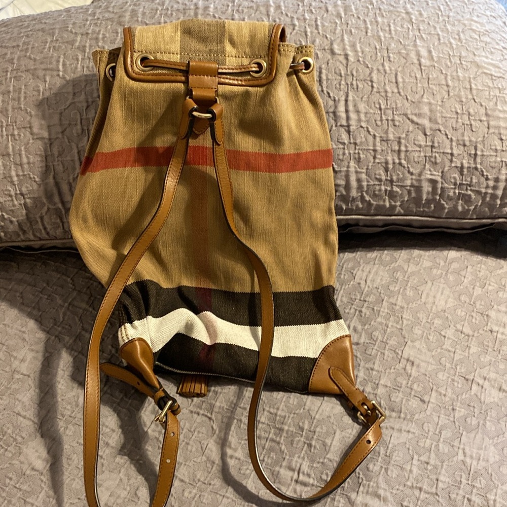 Burberry backpack with brown leather trim - Picture 2 of 5